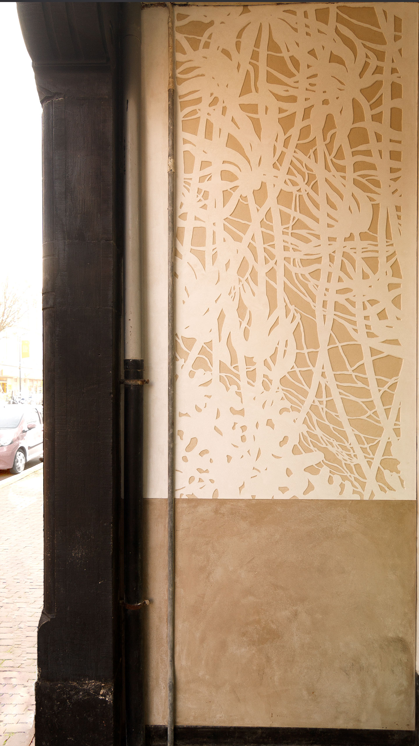 Sgraffito Stucco - Art Collaboration, Seeweed design Sgraffito plaster